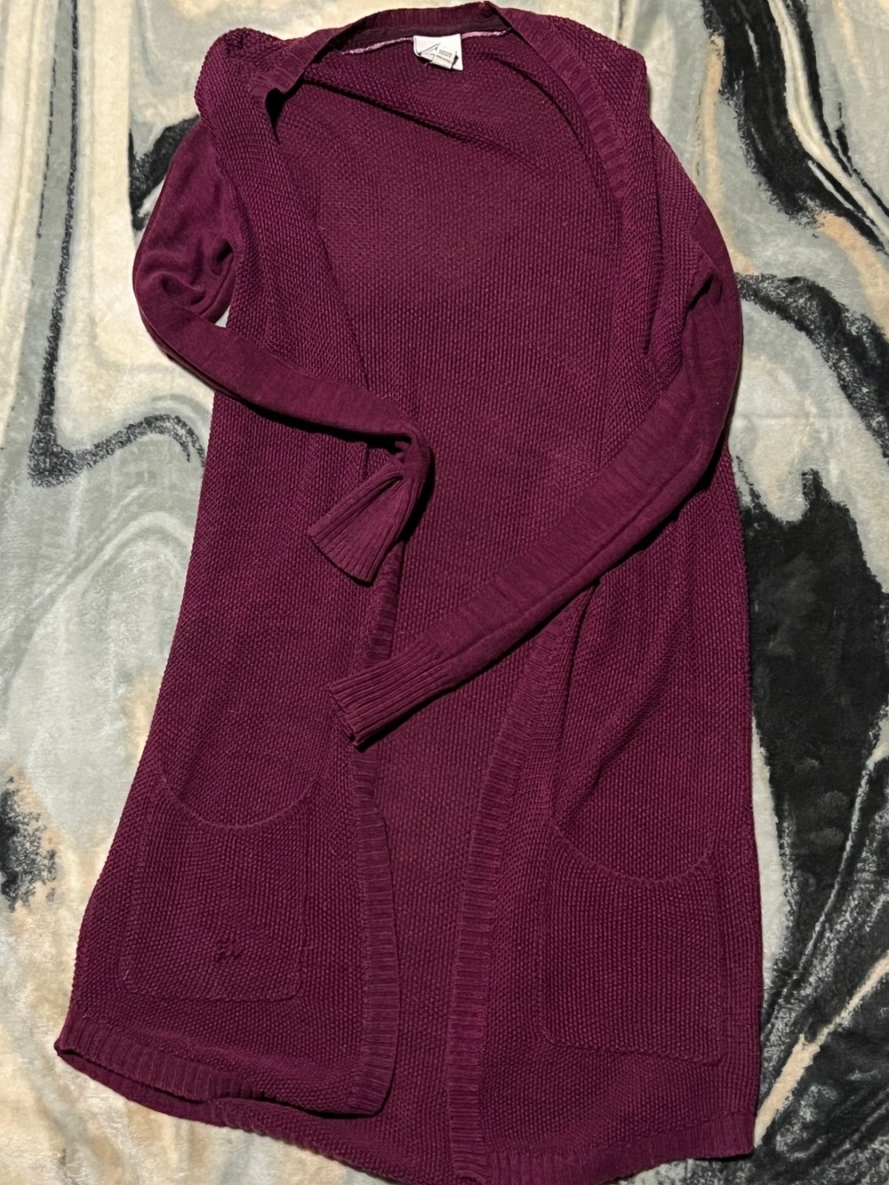 St. John's Bay Open-Front Longline Cardigan - Plum